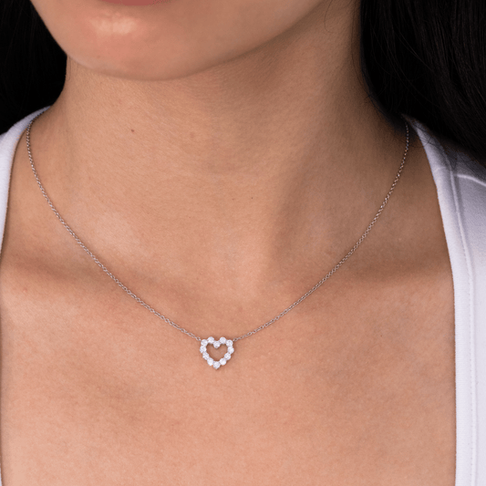 0.50ct Lab Grown Round Diamond Heart Pendant White Gold Necklace