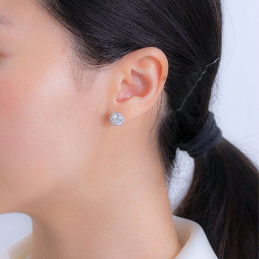 3ct Round Diamond Halo White Gold Stud Earrings