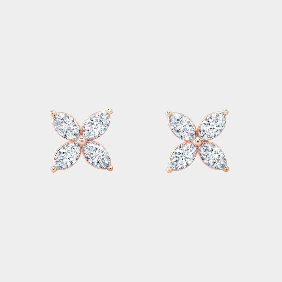 0.26ct Lab Grown Marquise Diamond Petite La Fleur Rose Gold Stud Earrings