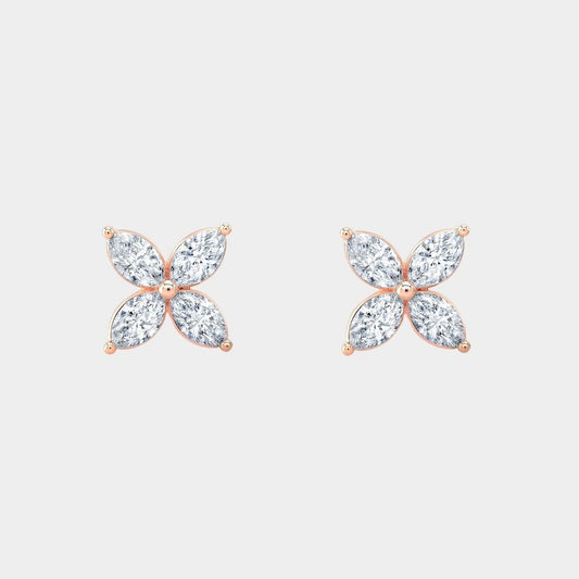0.25ct Lab Grown Marquise Diamond Petite La Fleur Rose Gold Stud Earrings