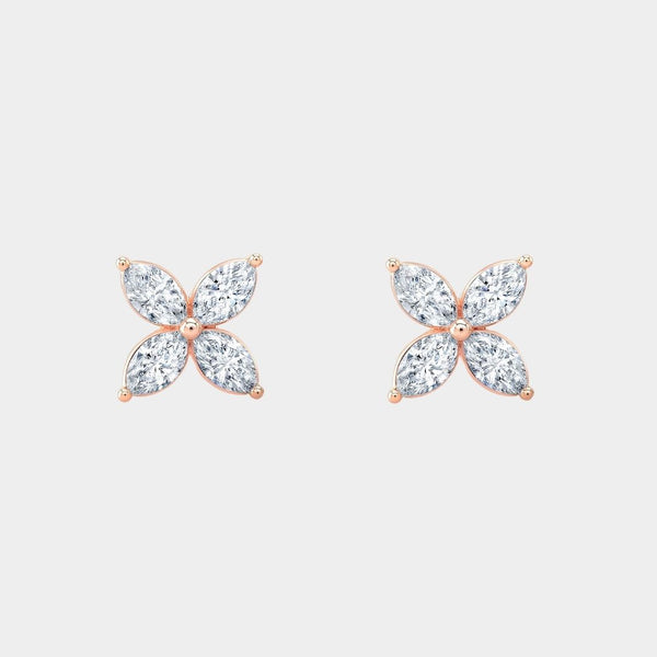 0.25ct Lab Grown Marquise Diamond Petite La Fleur Rose Gold Stud Earrings | By Bonnie Jewelry