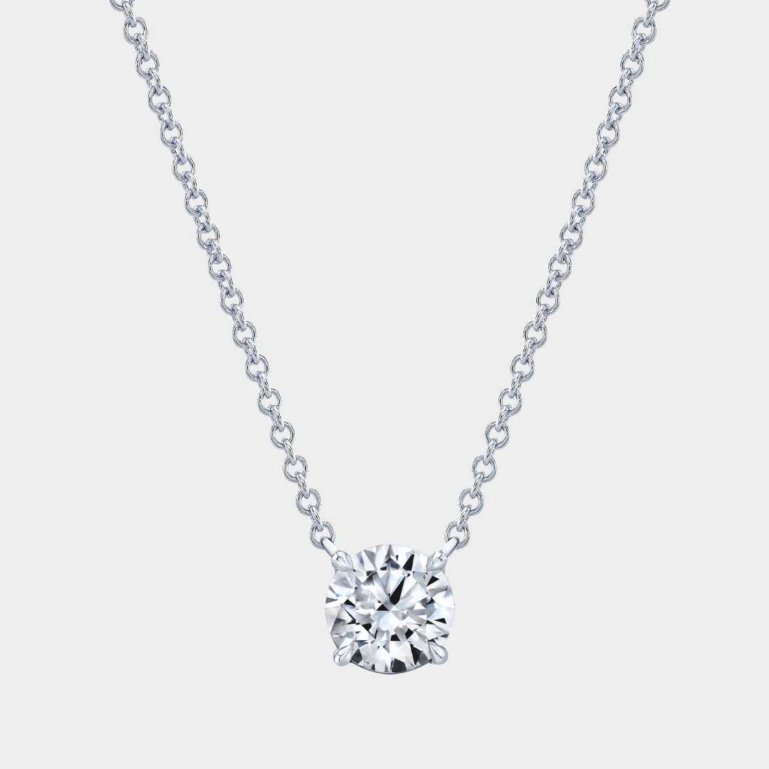 1.50ct Lab Grown Round Diamond 4 Prong Pendant Yellow Gold Necklace