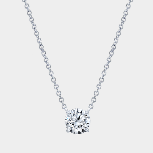 1.50ct Lab Grown Round Diamond 4 Prong Pendant Yellow Gold Necklace