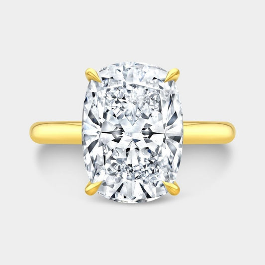 Cushion Diamond Hidden Halo Solitaire Yellow Gold Engagement Ring