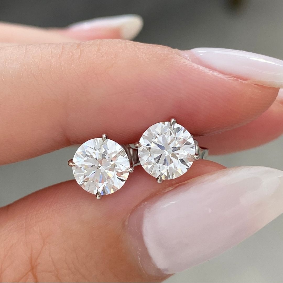 2ct Lab Grown Round Diamond 4 Prong Basket White Gold Stud Earrings