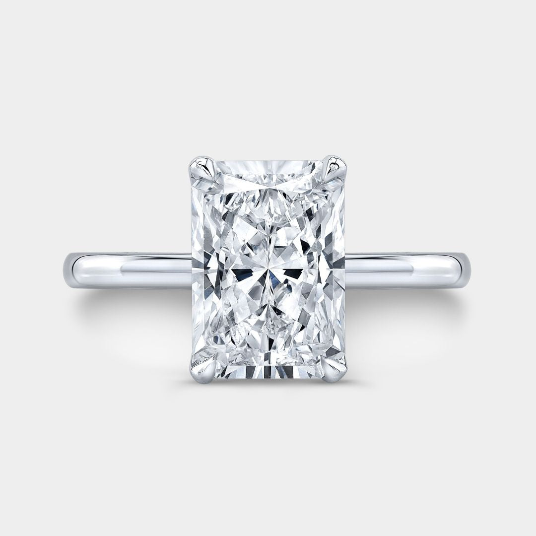 2.99ct Lab Grown Radiant Diamond Tulip Solitaire Platinum Engagement Ring
