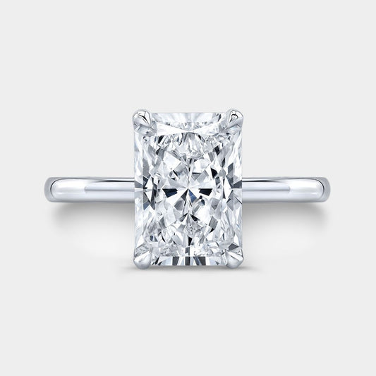 2.99ct Lab Grown Radiant Diamond Tulip Solitaire Platinum Engagement Ring