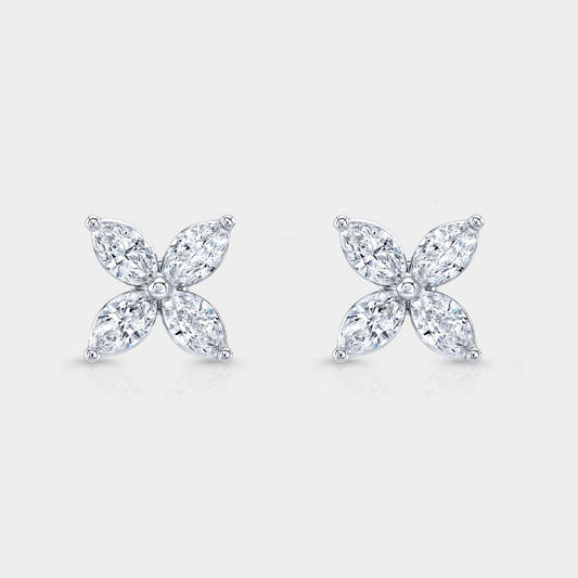 0.25ct Lab Grown Marquise Diamond Petite La Fleur White Gold Stud Earrings