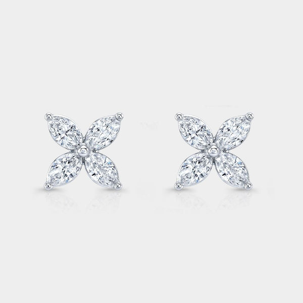 0.25ct Lab Grown Marquise Diamond Petite La Fleur White Gold Stud Earrings | By Bonnie Jewelry