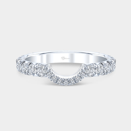 Round Diamond Contour French Pave Wedding Band Platinum