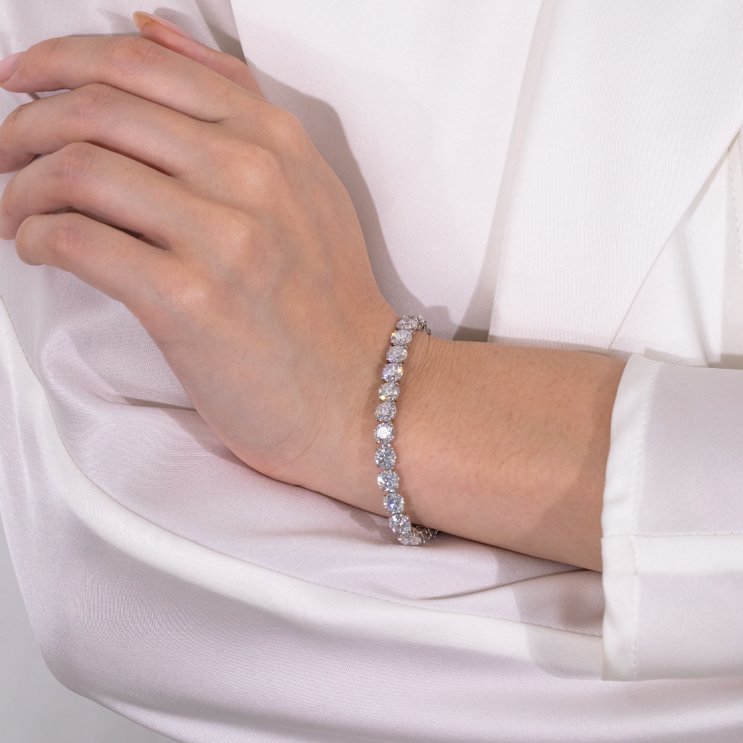 21ct Lab Grown Round Diamond Tennis Bracelet in Platinum
