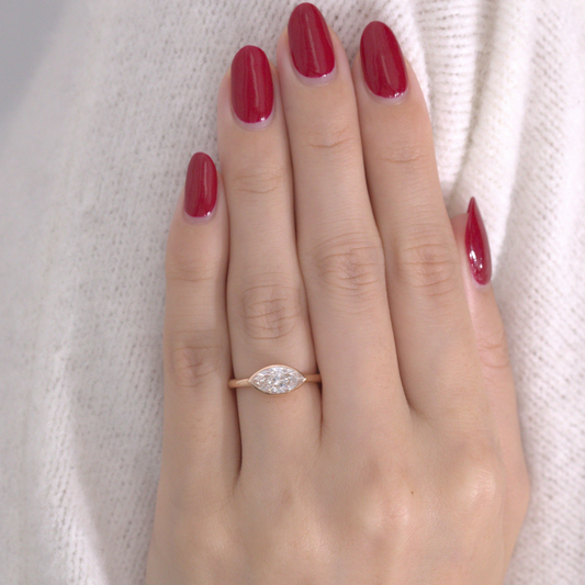 Marquise Diamond  East West Bezel Set Solitaire Rose Gold Engagement Ring