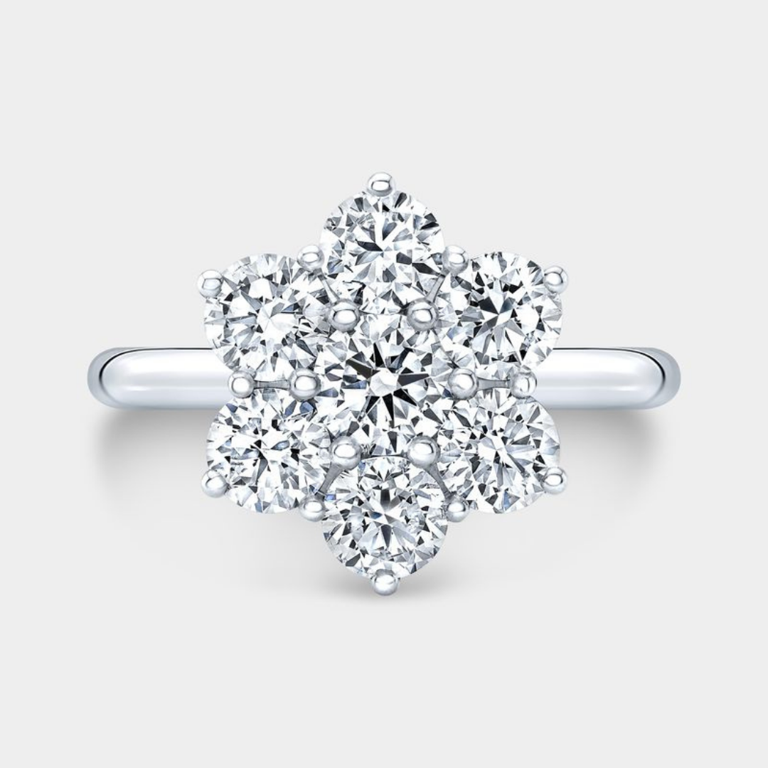 1.50ct Lab Grown Round Diamond La Fleur Solitare Platinum Ring
