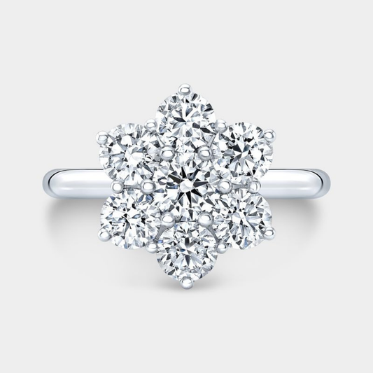 1.50ct Lab Grown Round Diamond La Fleur Solitare Platinum Ring