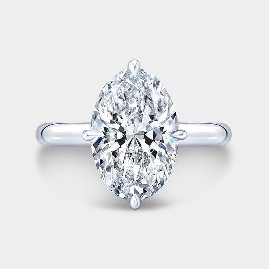 Oval Diamond Hailey North South Double Hidden Halo Solitaire Platinum Engagement Ring