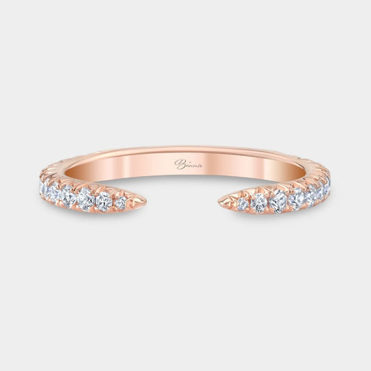 French Pave Open Claw Round Diamond Rose Gold Wedding Band