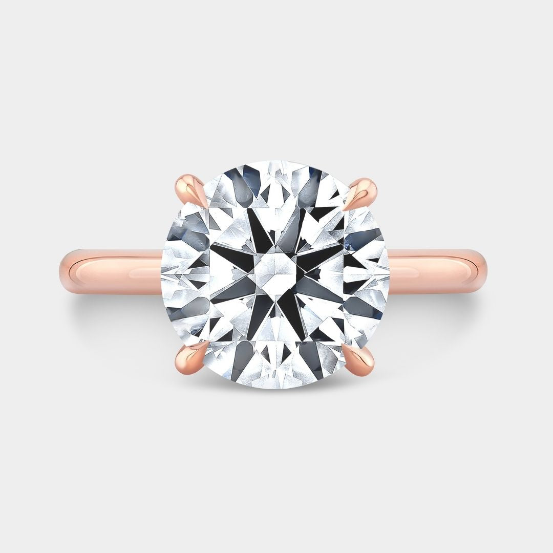 Round Diamond Hidden Halo Solitaire Rose Gold Engagement Ring