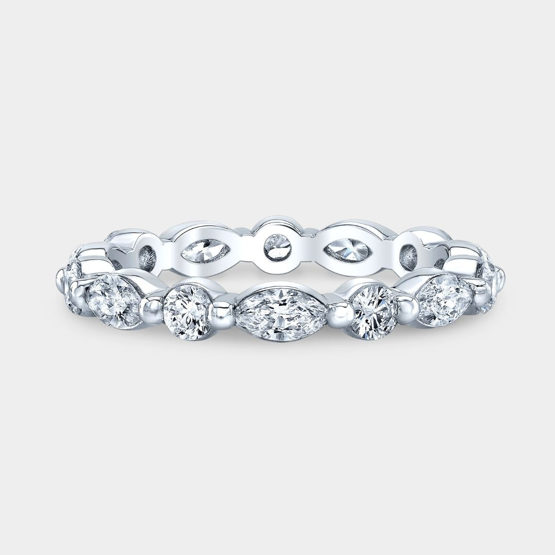 1.25ct Round And Marquise Shared Prong Diamond Platinum Eternity Band
