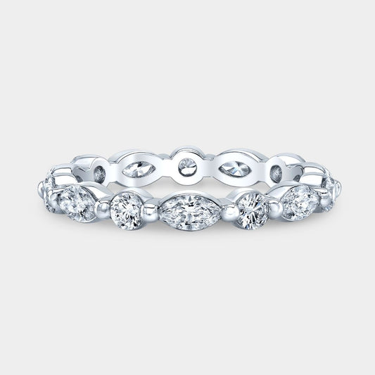 1.25ct Round And Marquise Shared Prong Diamond Platinum Eternity Band