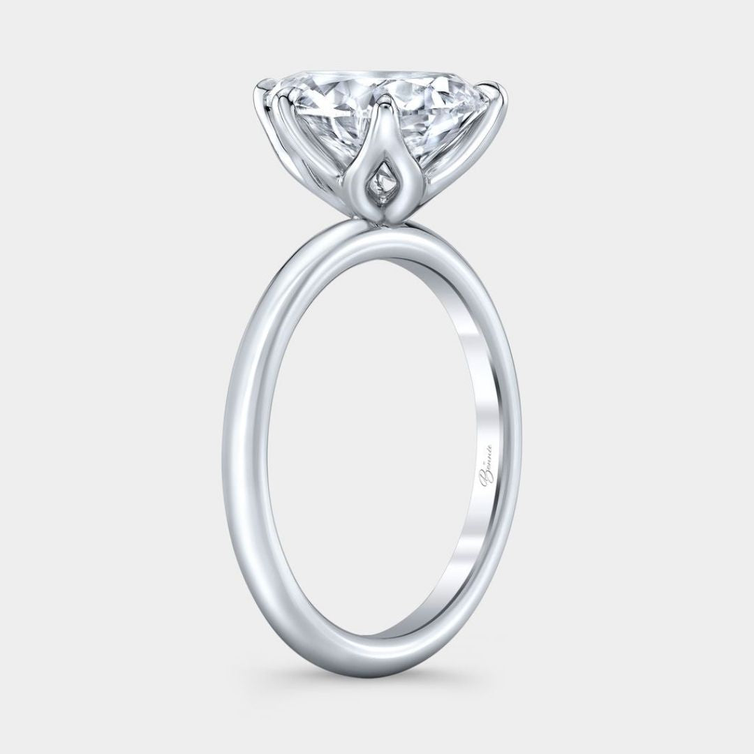 Pear Diamond Tulip Solitaire Platinum Engagement Ring