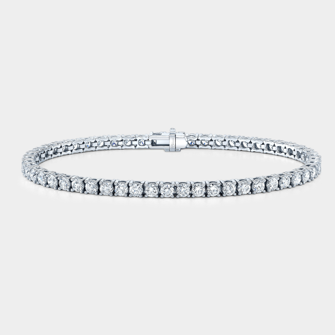 4.50ct Lab Grown Round Diamond Double Lock Tennis Bracelet in White Gold