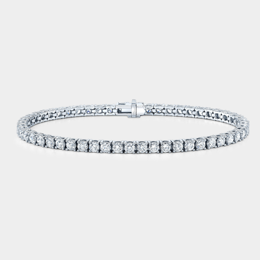 4.50ct Lab Grown Round Diamond Double Lock Tennis Bracelet in White Gold