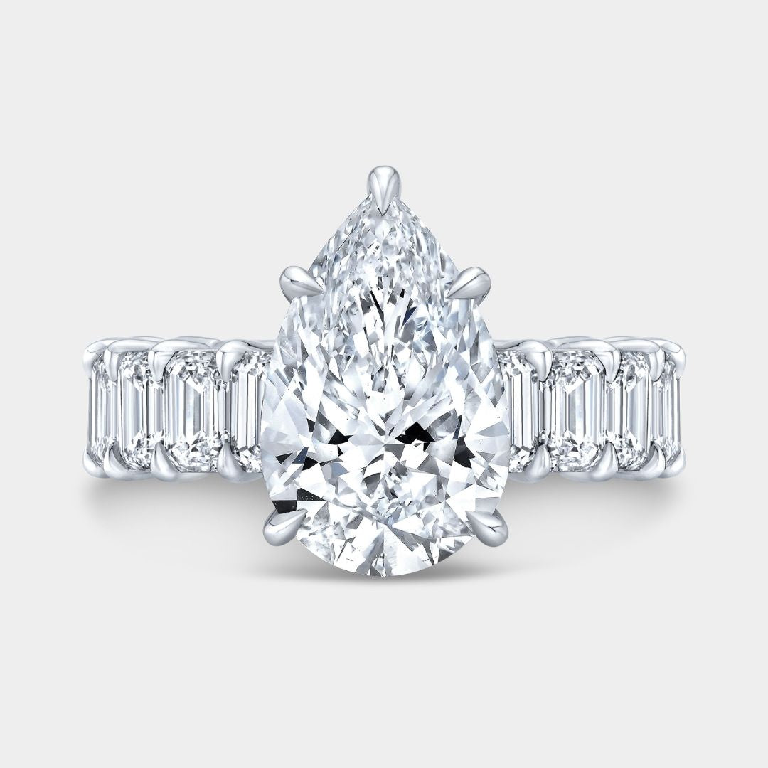 Pear Diamond Hidden Halo Double Gallery Platinum Engagement Ring
