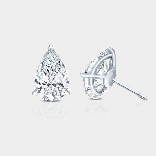 4ctw Lab Grown Pear Shape Diamond White Gold Stud Earrings