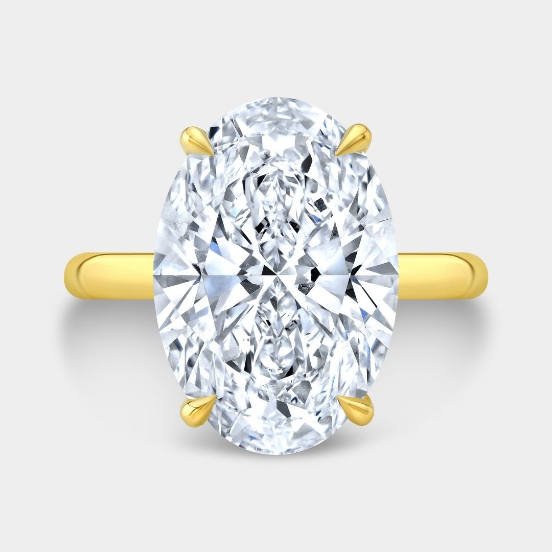 Oval Diamond Hidden Halo Solitaire Yellow Gold Engagement Ring