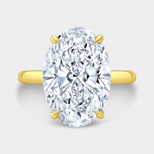 Oval Diamond Hidden Halo Solitaire Yellow Gold Engagement Ring