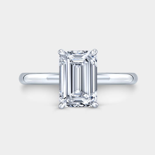 Emerald Diamond Solitaire White Gold Engagement Ring