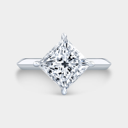 Princess Diamond Kite Set Hidden Halo Tapered Cathedral Pave Diamond Bridge Knife Edge Solitaire Platinum Engagement Ring