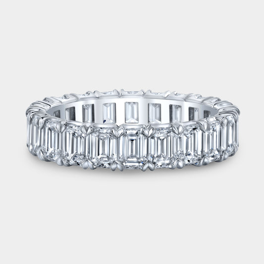 4.35ct Lab Grown Emerald Diamond Extra Low Profile Chloe Platinum Eternity Band