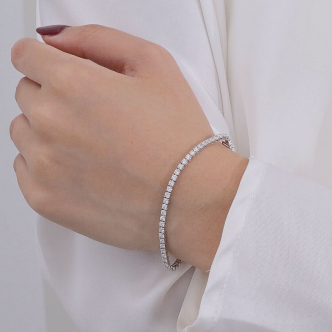 3ct Lab Grown Round Diamond White Gold 2.50mm Tennis Bracelet