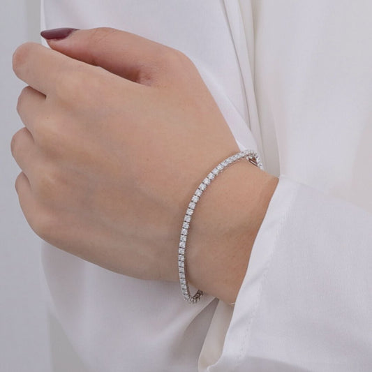 3ct Lab Grown Round Diamond White Gold 2.50mm Tennis Bracelet