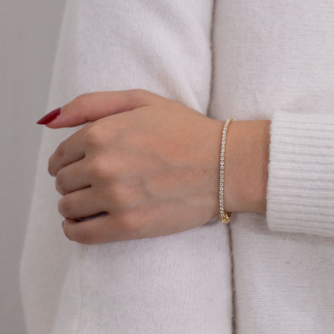 2.25ct Lab Diamond Yellow Gold Tennis Bracelet