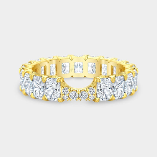 4ct Radiant Diamond Ribbon Contour Eternity Wedding Band Yellow Gold