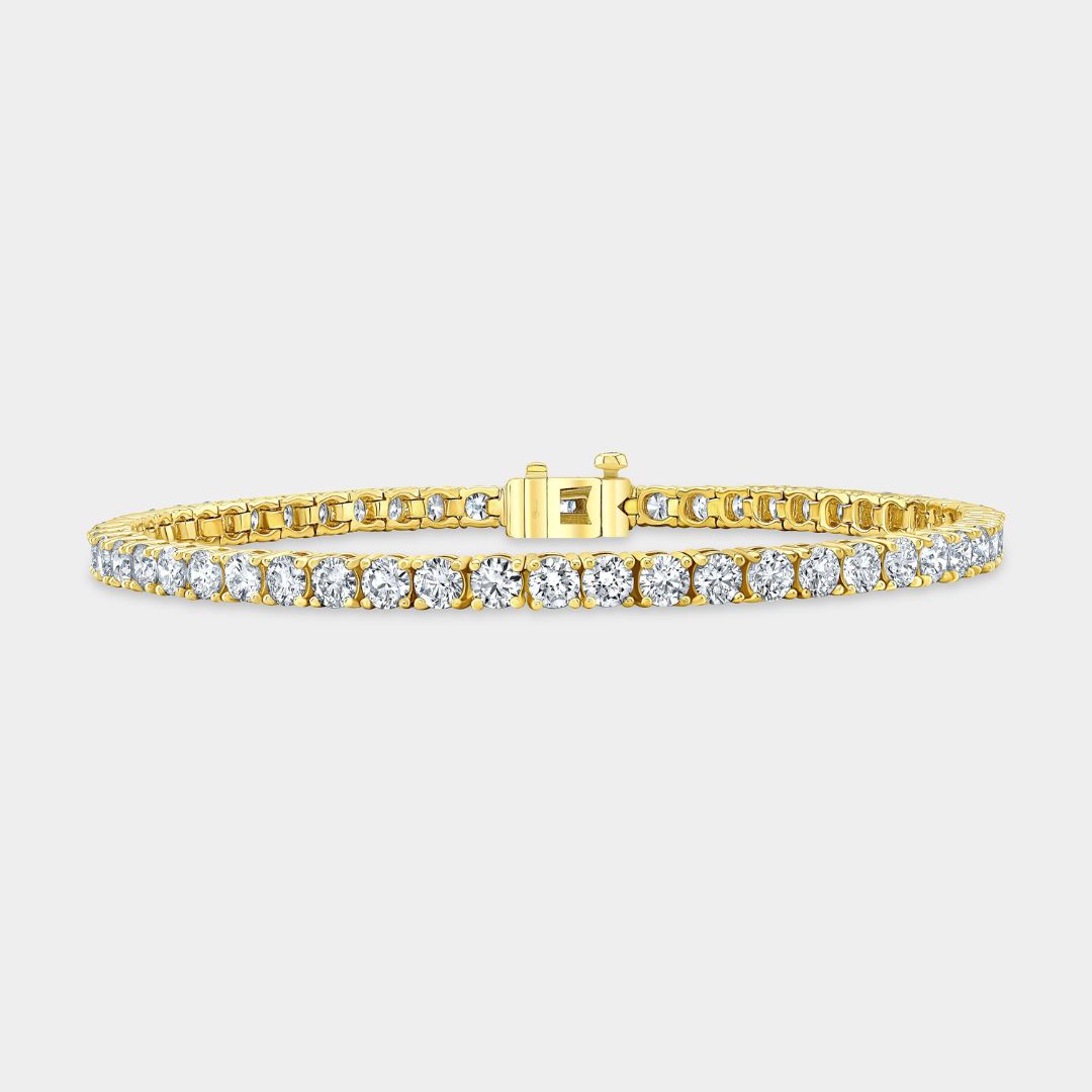 5ct Lab Grown Round Diamond Yellow Gold Tennis Bracelet