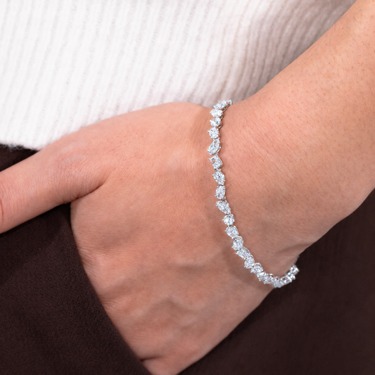 7ct Lab Grown Multi Shape Diamond Tennis Bracelet White Gold
