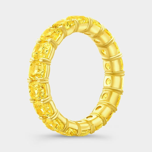 5.5ct Cushion Cut Fancy Yellow Diamond Eternity Band