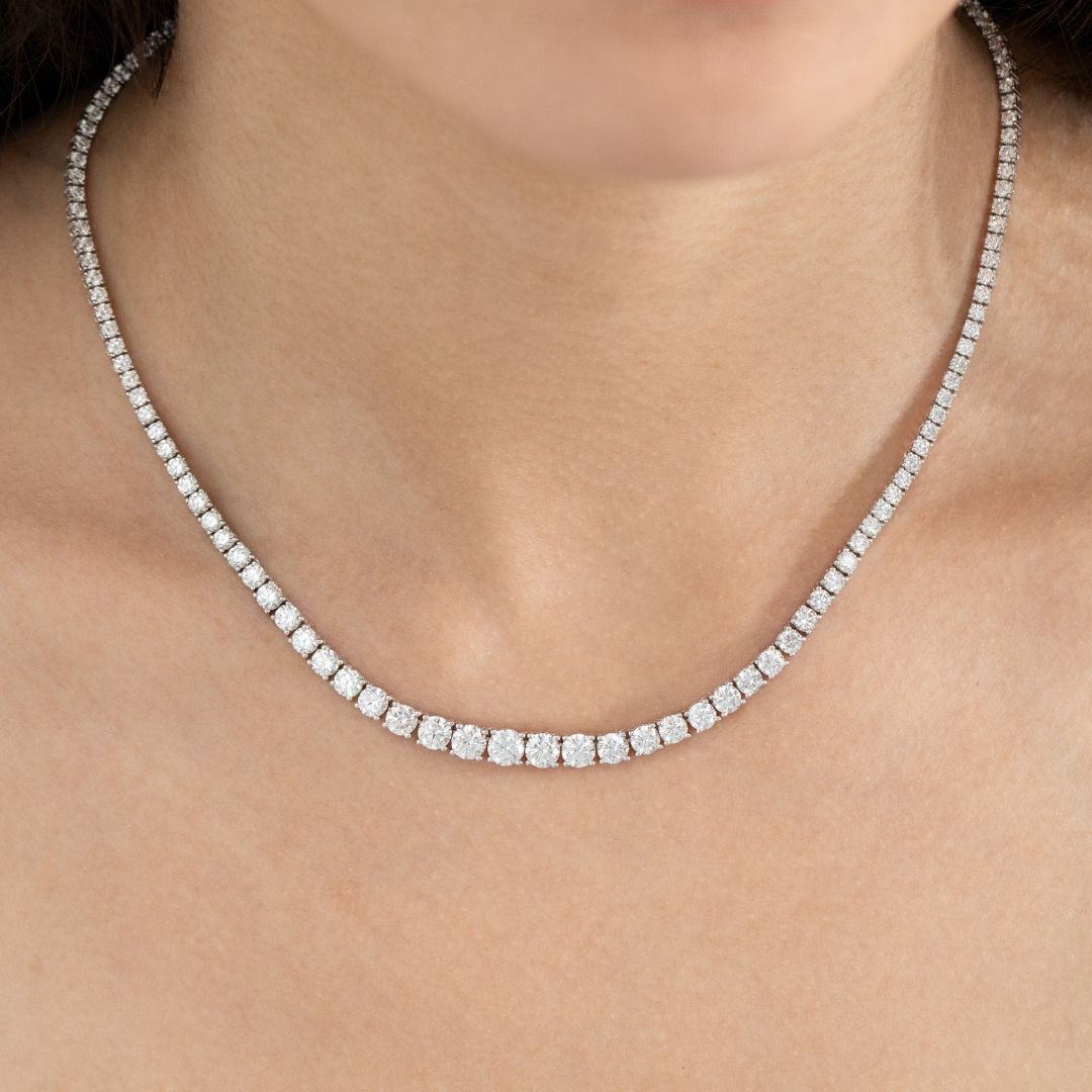 11.50ct Graduating Lab Diamond Tennis Necklace