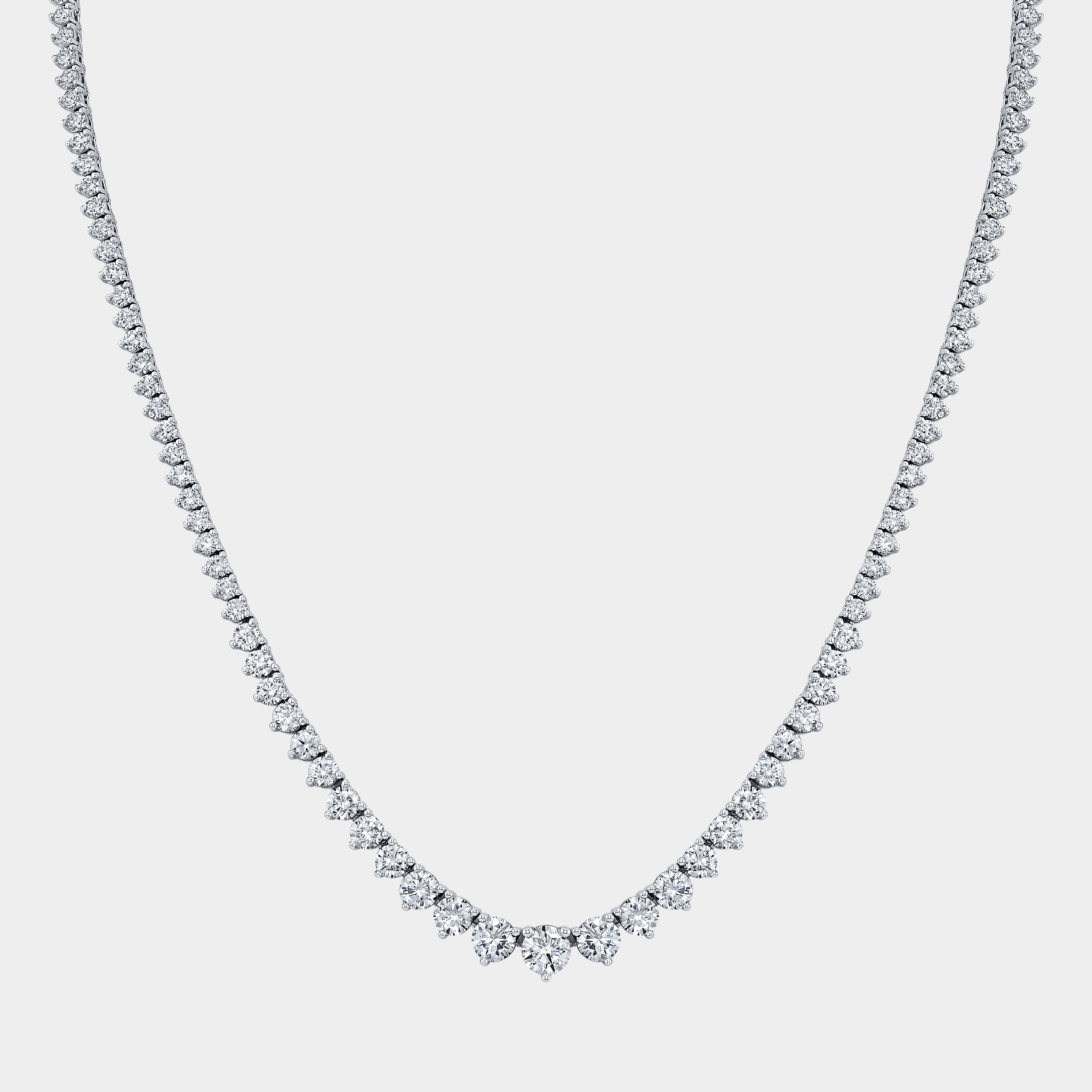 8ct Lab Diamond 3 Prong White Gold Graduating Tennis Necklace – By
