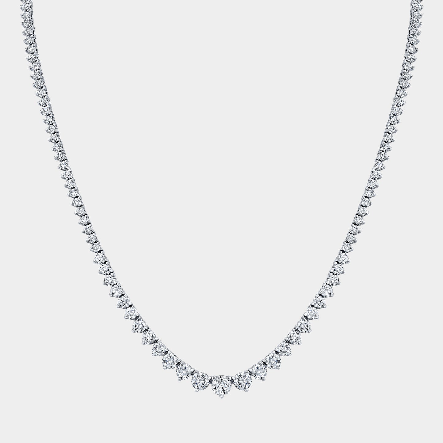 8ct Lab Diamond 3 Prong White Gold Graduating Tennis Necklace
