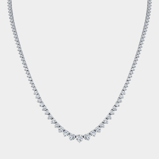 8ct Lab Diamond 3 Prong White Gold Graduating Tennis Necklace