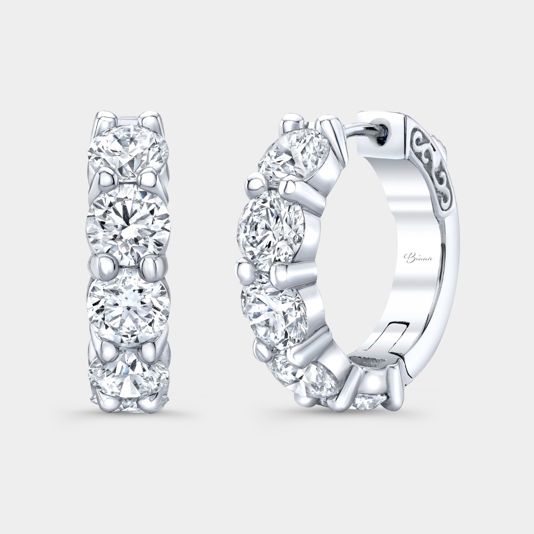 5ct Lab Grown Round Diamond Chunky White Gold Hoop Earrings