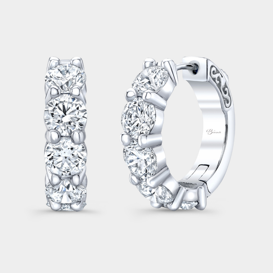 5ct Lab Grown Round Diamond Chunky White Gold Hoop Earrings