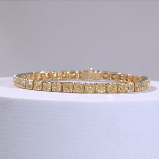 13ct Natural Yellow Diamond Yellow Gold Tennis Bracelet