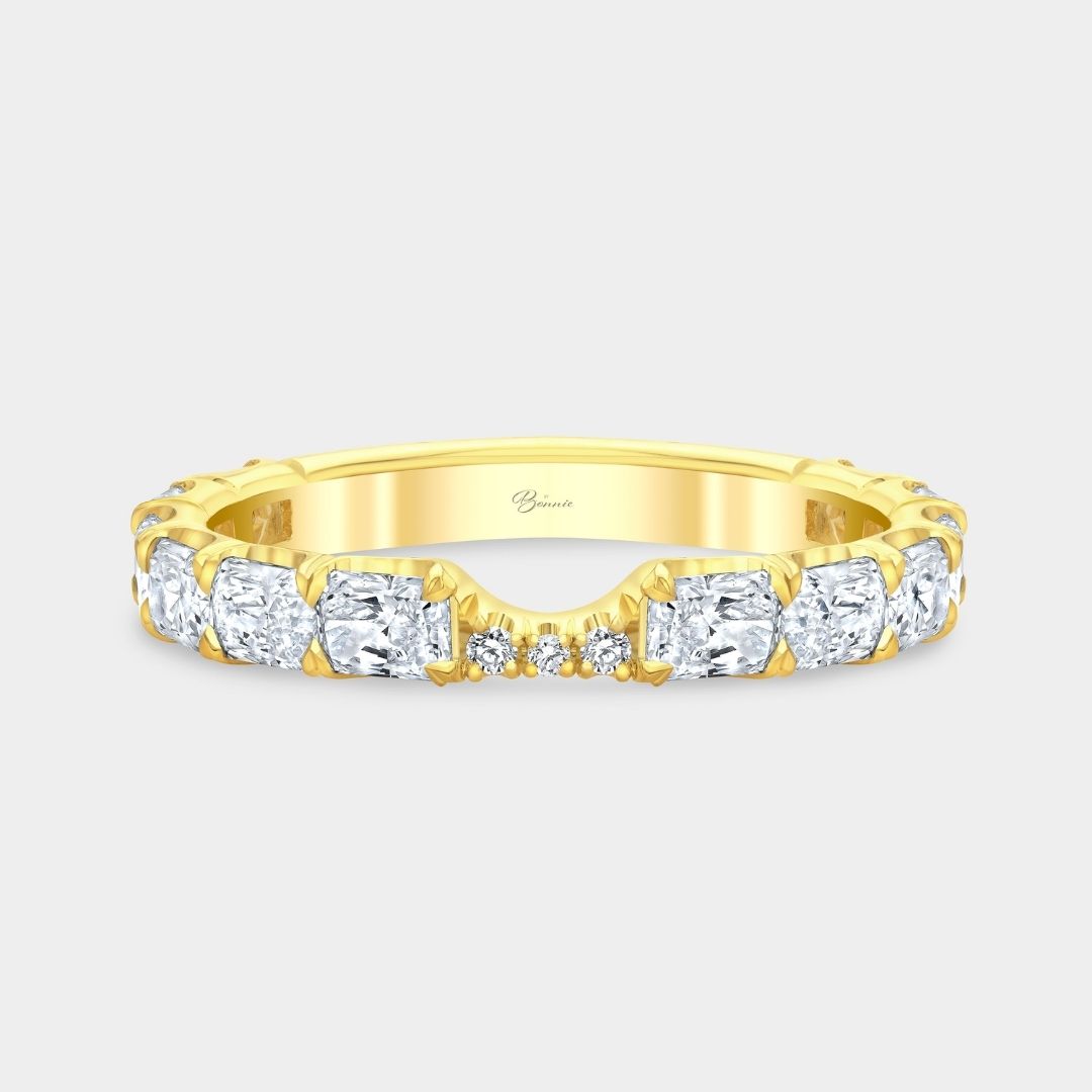 Radiant Diamond Chloe East West Wedding Band Yellow Gold