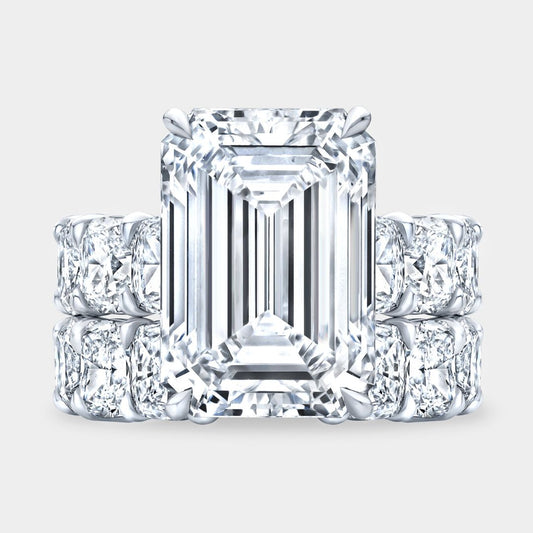 10ct Emerald Cut Diamond Engagement Ring Wedding Set