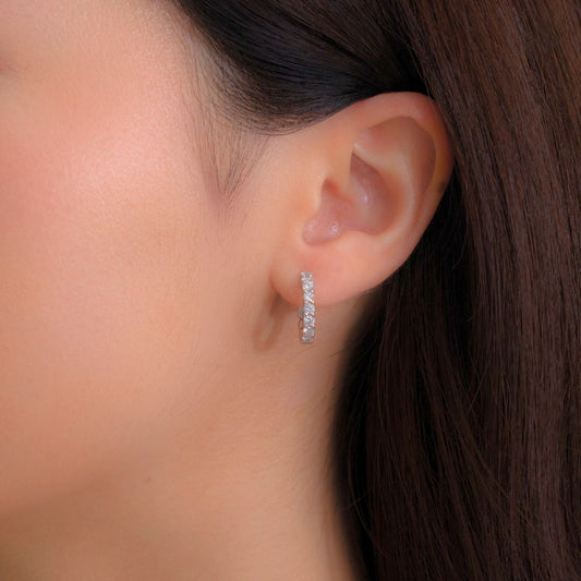 0.90ct Half Inch Lab Diamond 14k White Gold Hoop Earrings